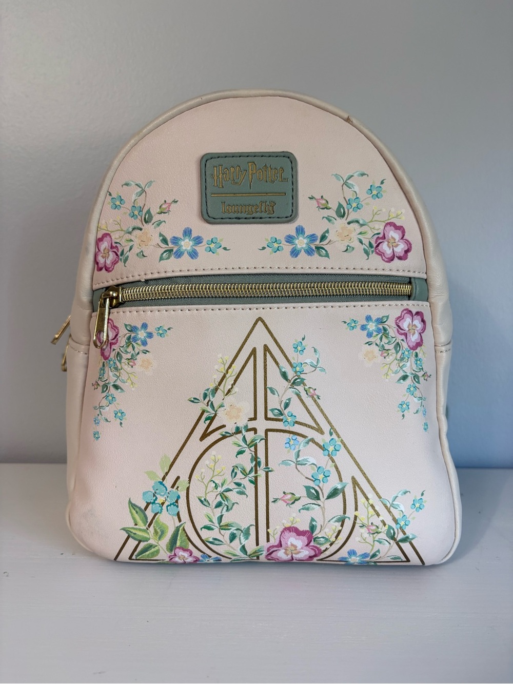 Loungefly Harry Potter Deathly Hallows Floral Mini Backpack Cottagecore Cream